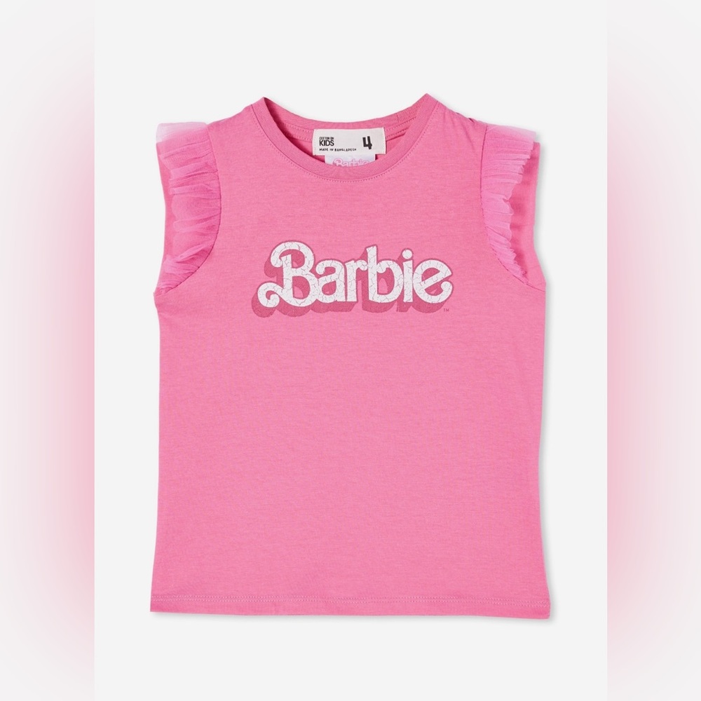 NEW Cotton On Kids Barbie Pink Tulle Shirt NWT